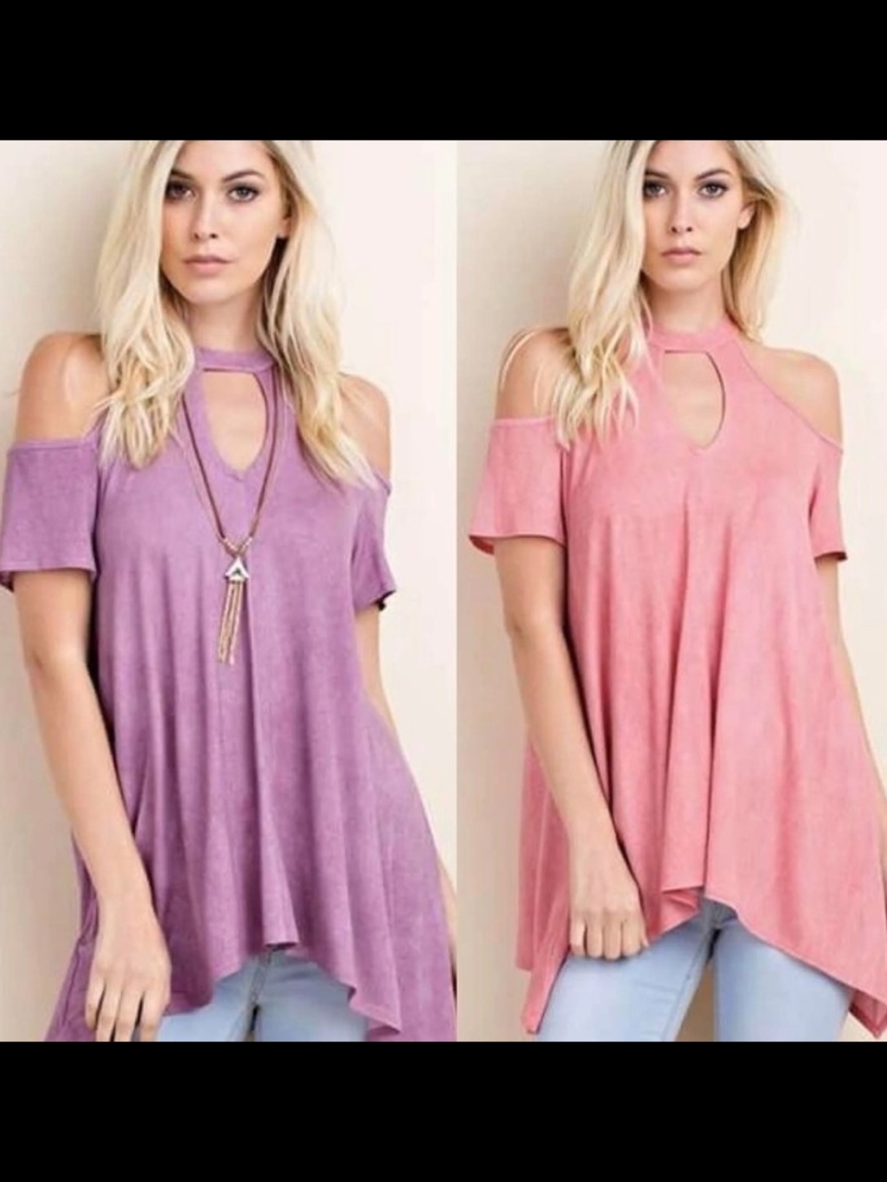 1.4.3. Story by Line Up Cold-Shoulder Keyhole Swing Top In Lavender Size  Large